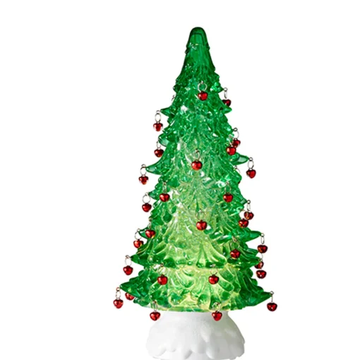 Raz Imports Raz 12" Clear or Green Lighted Shimmering Water Globe Tree with Jingle Bells Clearance