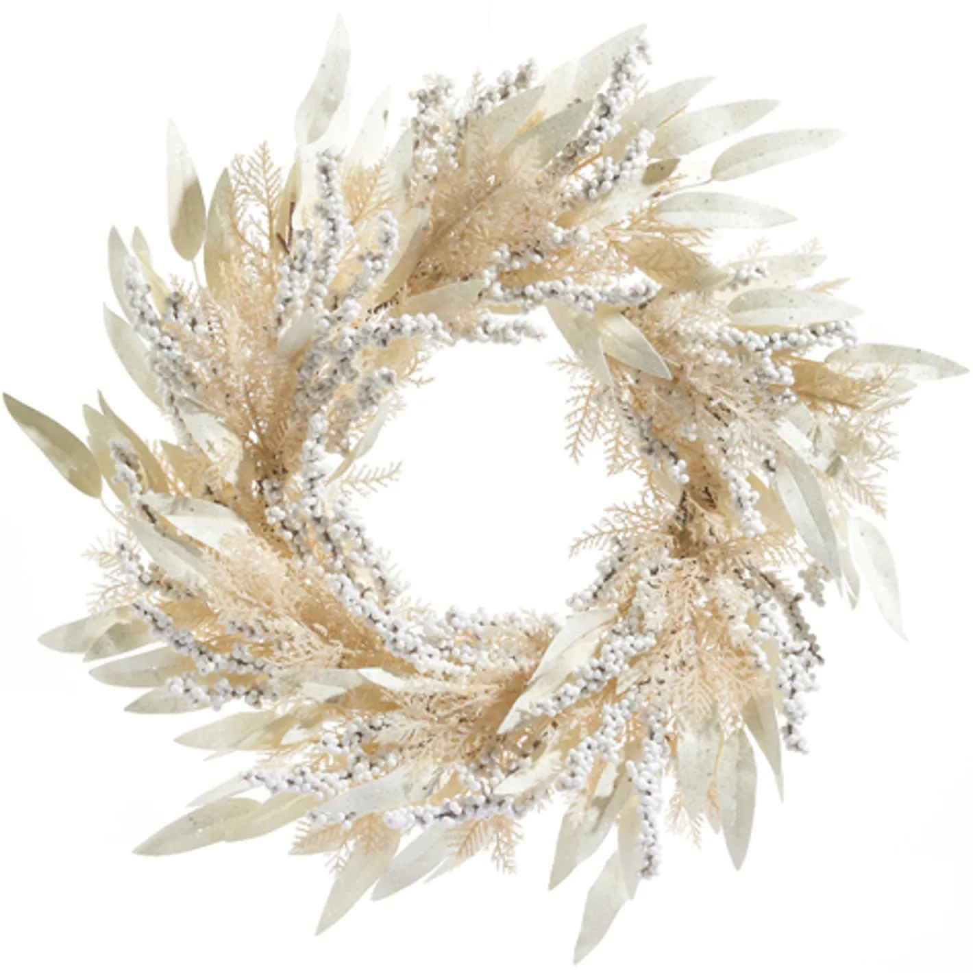 Raz Imports Raz 24" Cream Cedar and Laurel Leaf Christmas Wreath W4306696 Clearance