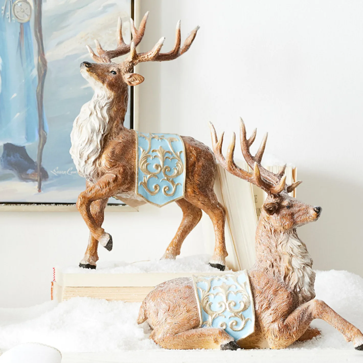 Raz Imports Raz 14" Deer with Blue Saddle Blanket Set of 2 4312143 Sale