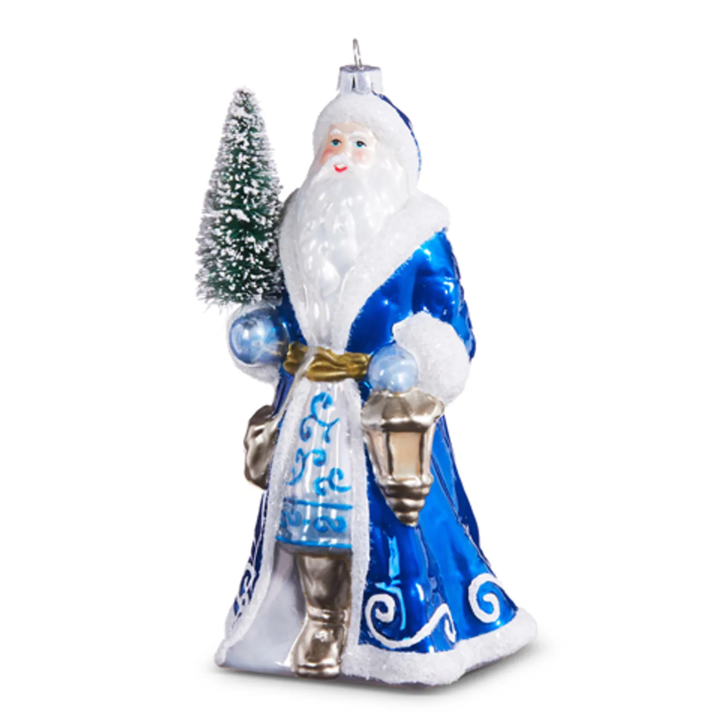 Raz Imports Raz 7" Delft Santa with Tree Ornament 4352894 Sale