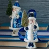Raz Imports Raz 5.5" Delft Santa with Tree Glass Christmas Ornament 4352893 Clearance