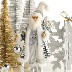 Raz Imports Raz 18" Disco Silver Santa Christmas Figure 4515538