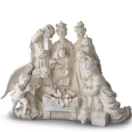 Raz Imports Raz 27.75" Distressed White Large Christmas Nativity Scene with Wood Look 4211152 Hot