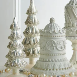 Raz Imports Raz 12" Embellished Pearlized Trees Glass Christmas Decoration 4523006 Clearance