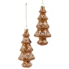 Raz Imports Raz 6" Glitter Gingerbread Tree Glass Christmas Ornaments Set of 2 4520046 Best