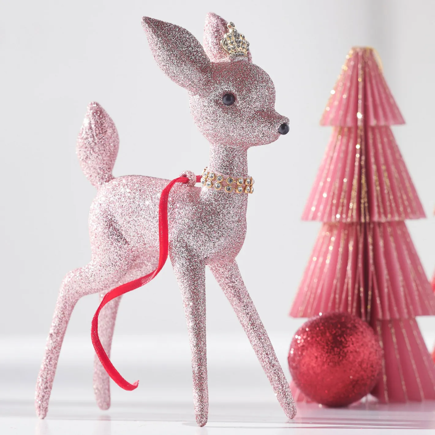 Raz Imports Raz 6.5" Glittered Pink Deer Vintage Inspired Christmas Ornament 4438864 Online