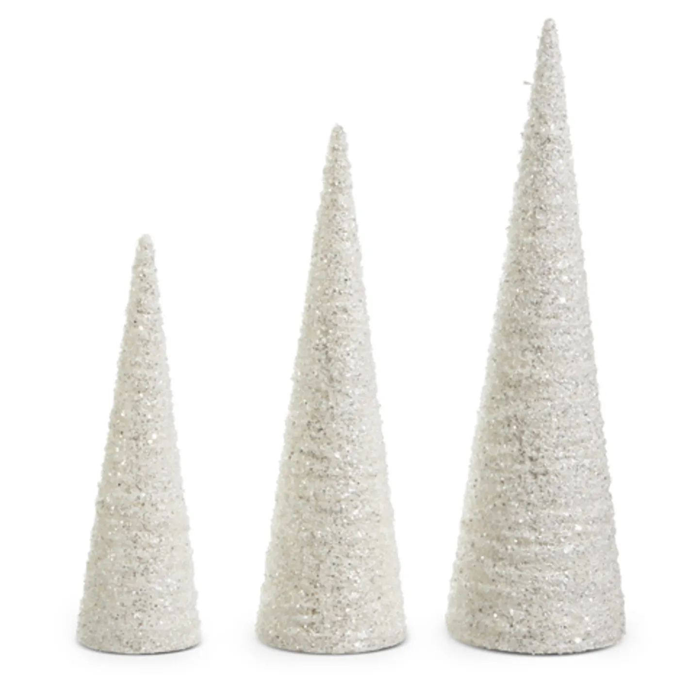 Raz Imports Raz 23.75" Glittered White Cone Christmas Tree Set of 3 4415545 New