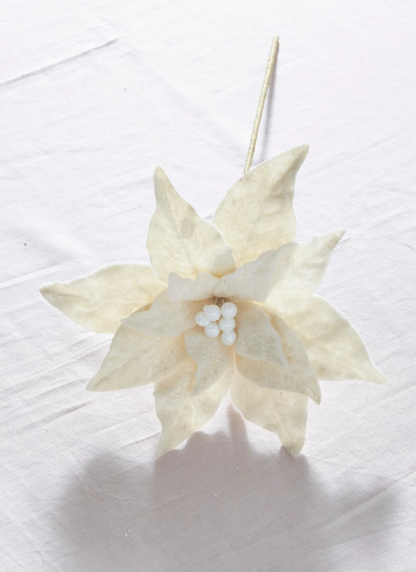 Raz Imports Raz 19.5" Glittered White Poinsettia Christmas Pick F4306668 Clearance