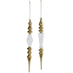 Raz Imports Raz 11" Gold and Clear Finial Glass Christmas Ornament 4320868 Clearance