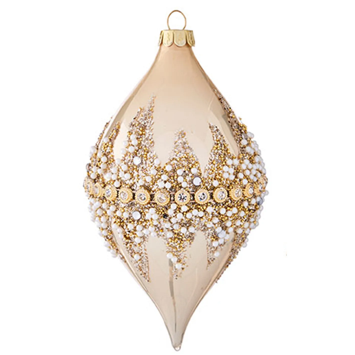 Raz Imports Raz 6" Gold Beaded Glass Christmas Ornament 4022874 Sale