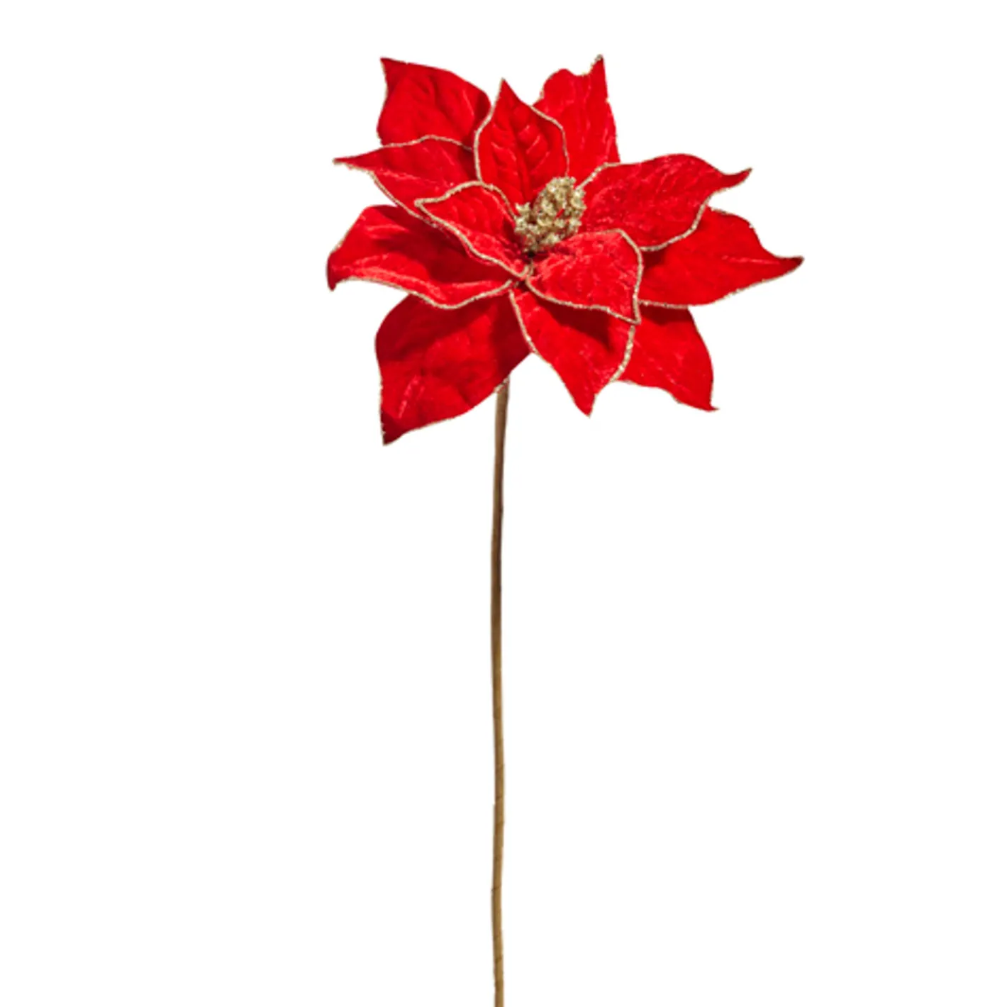 Raz Imports Raz 20" Gold Edged Red Poinsettia Christmas Tree Pick F4406734 Hot