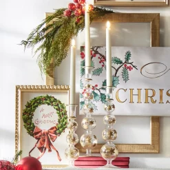 Raz Imports Raz 14.25" Gold Etched Snowflake Glass Christmas Candle Sticks Set of 3 4424628