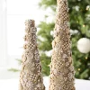 Raz Imports Raz 17.5" Gold Jewel and Pearl Brooch Cone Christmas Trees Set of 2 4513520 Clearance