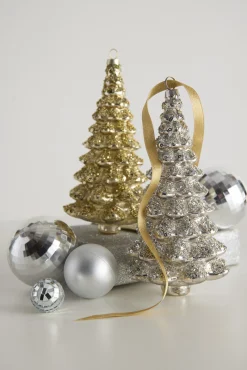 Raz Imports Raz 7" Gold or Silver Sequin Glitter Tree Glass Christmas Ornament Clearance