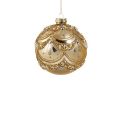 Raz Imports Raz 4" Gold Pearl Trimmed Finial Glass Christmas Ornament 4522866 New