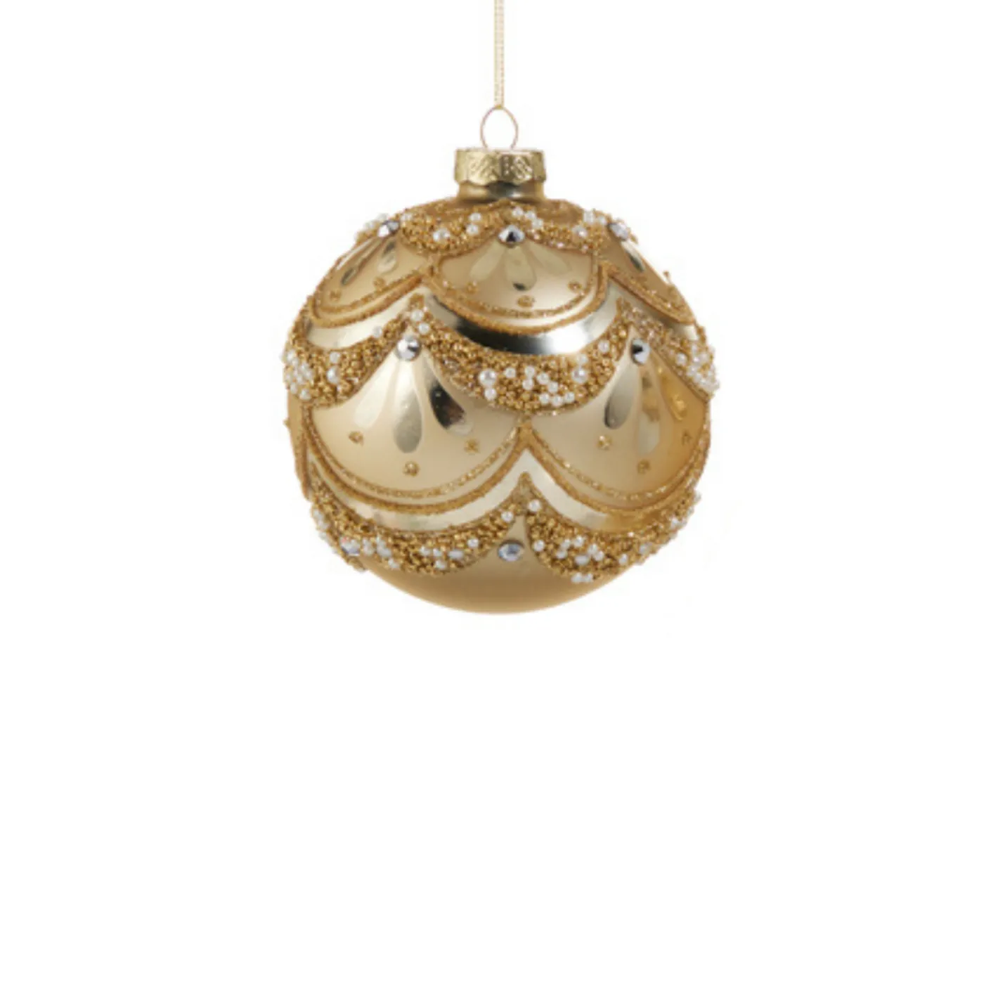 Raz Imports Raz 4" Gold Pearl Trimmed Finial Glass Christmas Ornament 4522866 New