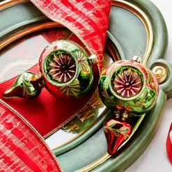 Raz Imports Raz 5" Green and Red Finial Reflector Glass Christmas Ornament 4320017 Best