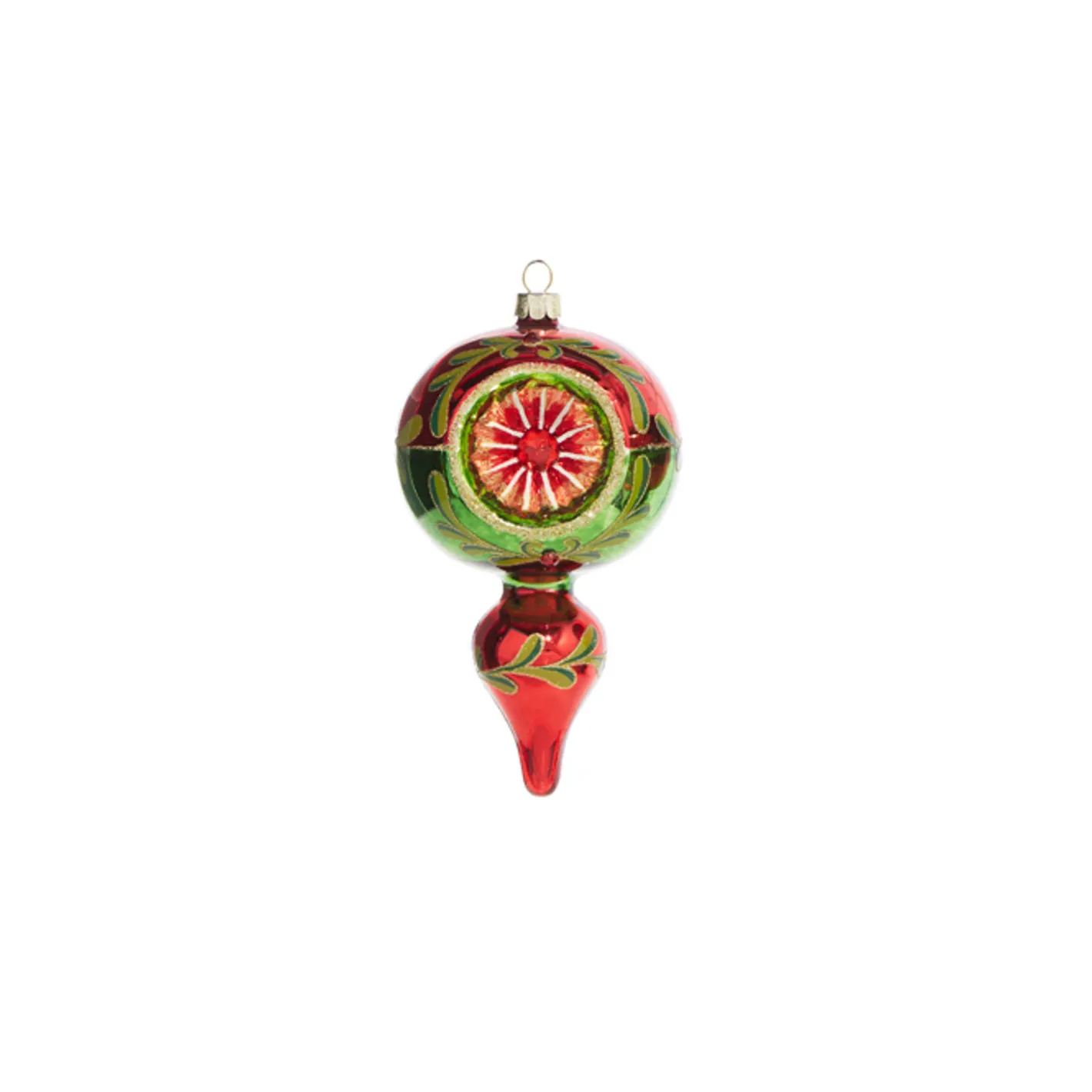 Raz Imports Raz 5" Green and Red Finial Reflector Glass Christmas Ornament 4320017 Best