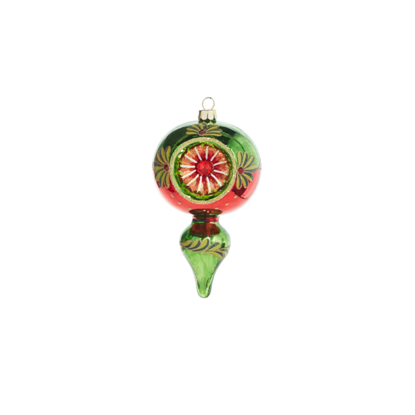 Raz Imports Raz 5" Green and Red Finial Reflector Glass Christmas Ornament 4320017 Best