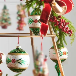 Raz Imports Raz 4" Green and White Embellished Glass Christmas Ornament 4524847 Sale