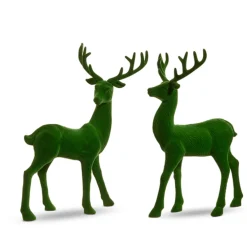 Raz Imports Raz 13" Green Flocked Deer Figures Set of 2 4432755 Best