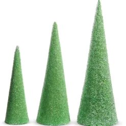 Raz Imports Raz 18.5" Green Glittered Cone Trees Christmas Decoration 4554036 Best