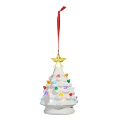 Raz Imports Raz 5.25" Green or White Lighted Ceramic Tree Christmas Ornament Clearance