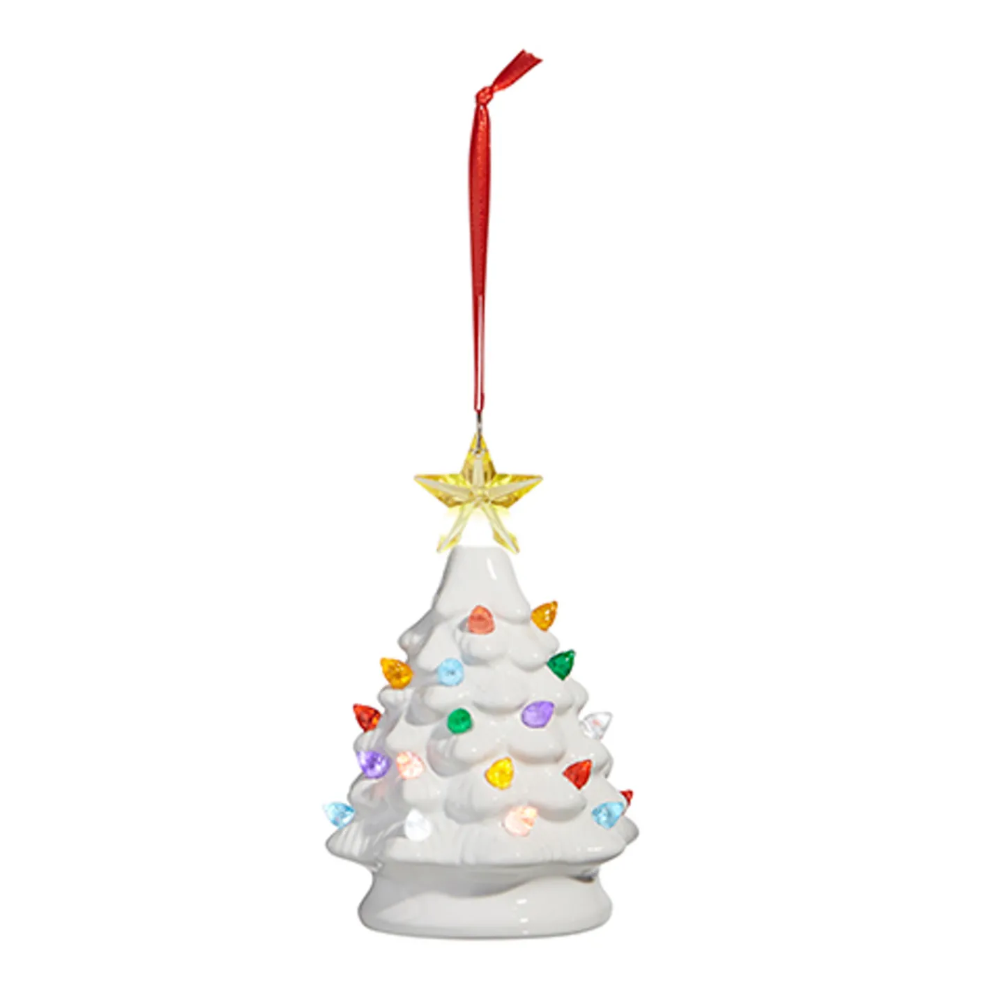 Raz Imports Raz 5.25" Green or White Lighted Ceramic Tree Christmas Ornament Clearance