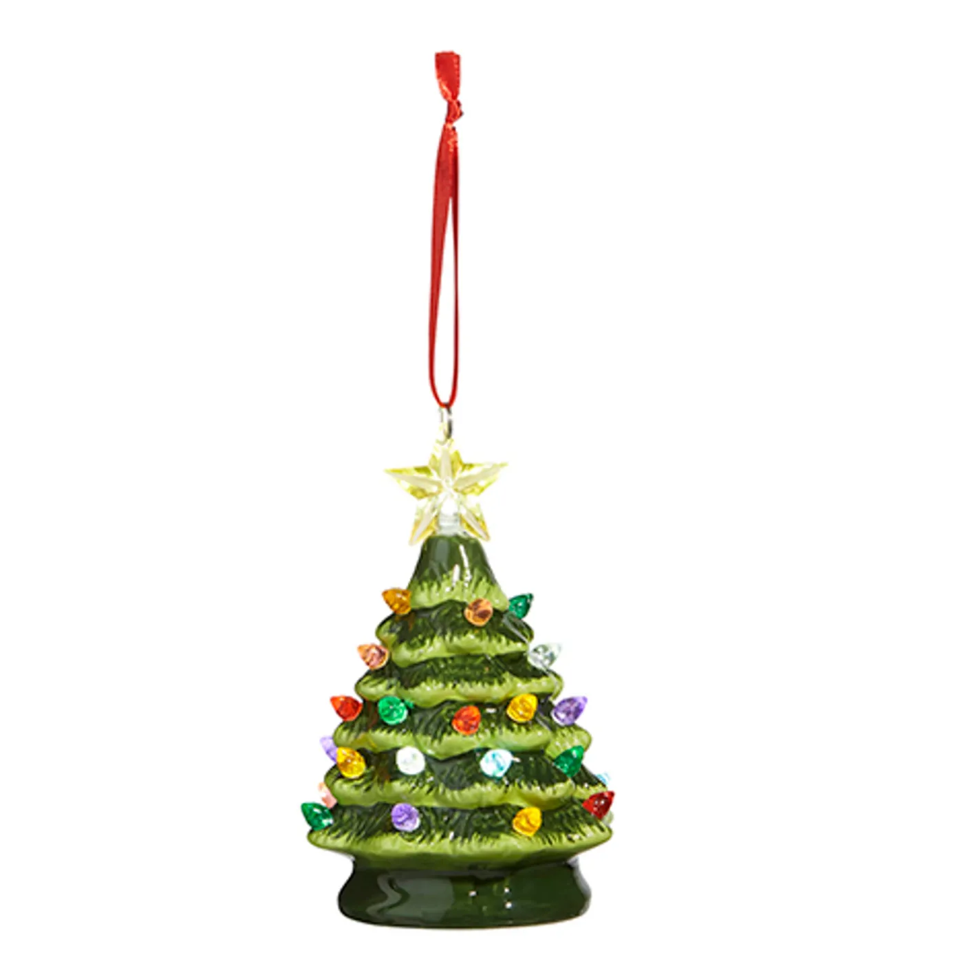 Raz Imports Raz 5.25" Green or White Lighted Ceramic Tree Christmas Ornament Clearance