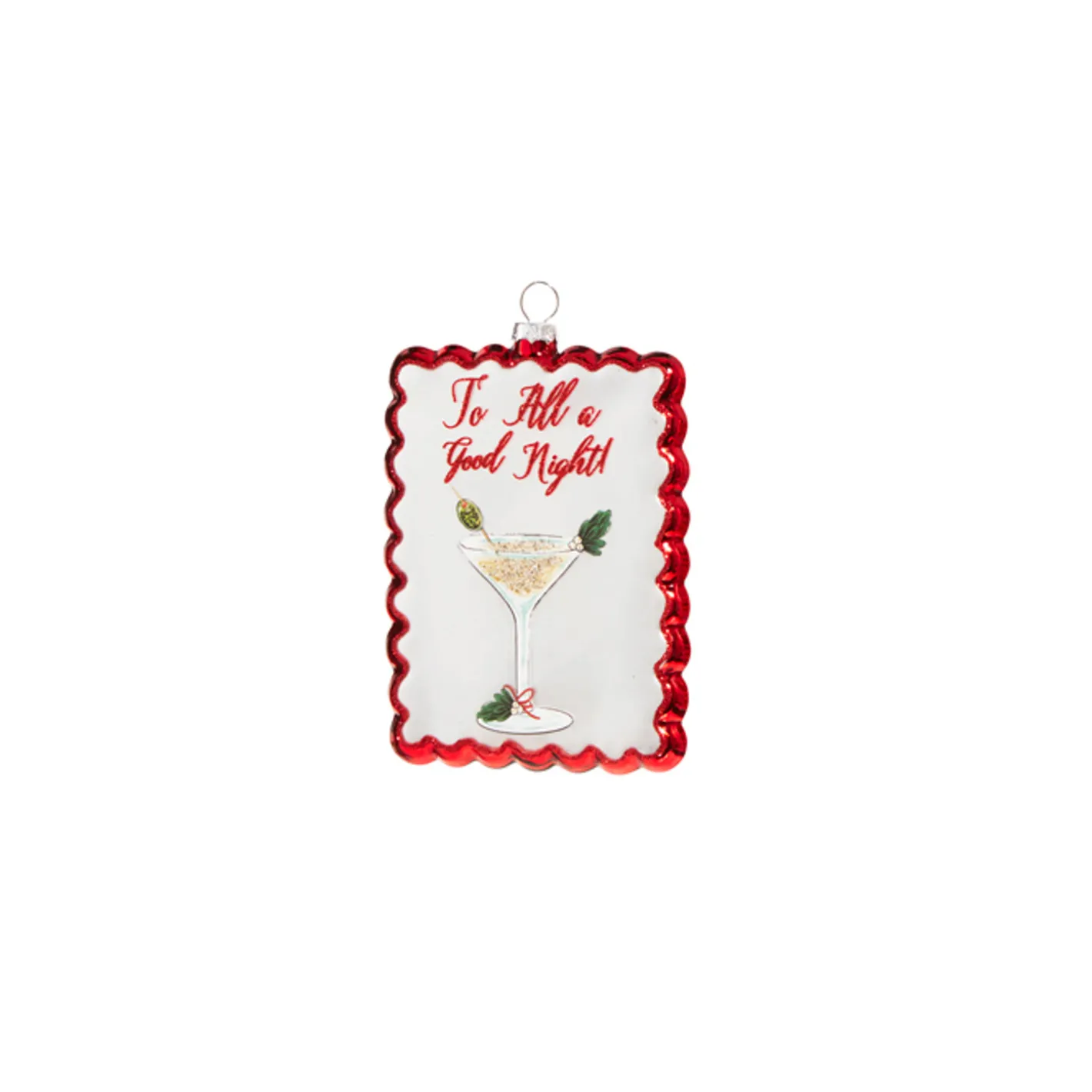 Raz Imports Raz 5" Holiday Cocktails Scalloped Edge Glass Christmas Ornament 4324575 Hot