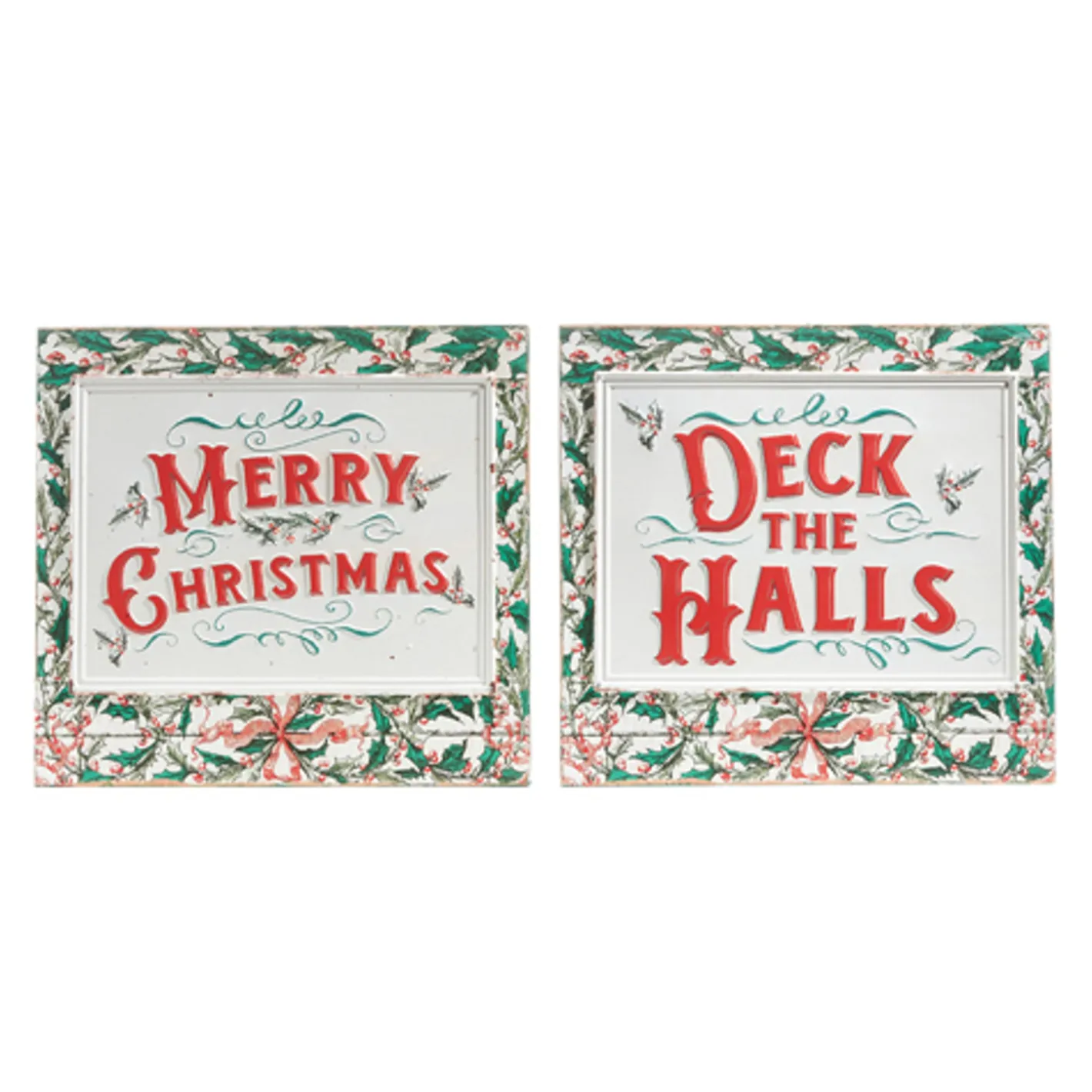 Raz Imports Raz 16.75" Holiday Greetings Embossed Wall Signs Set of 2 4312381 Discount