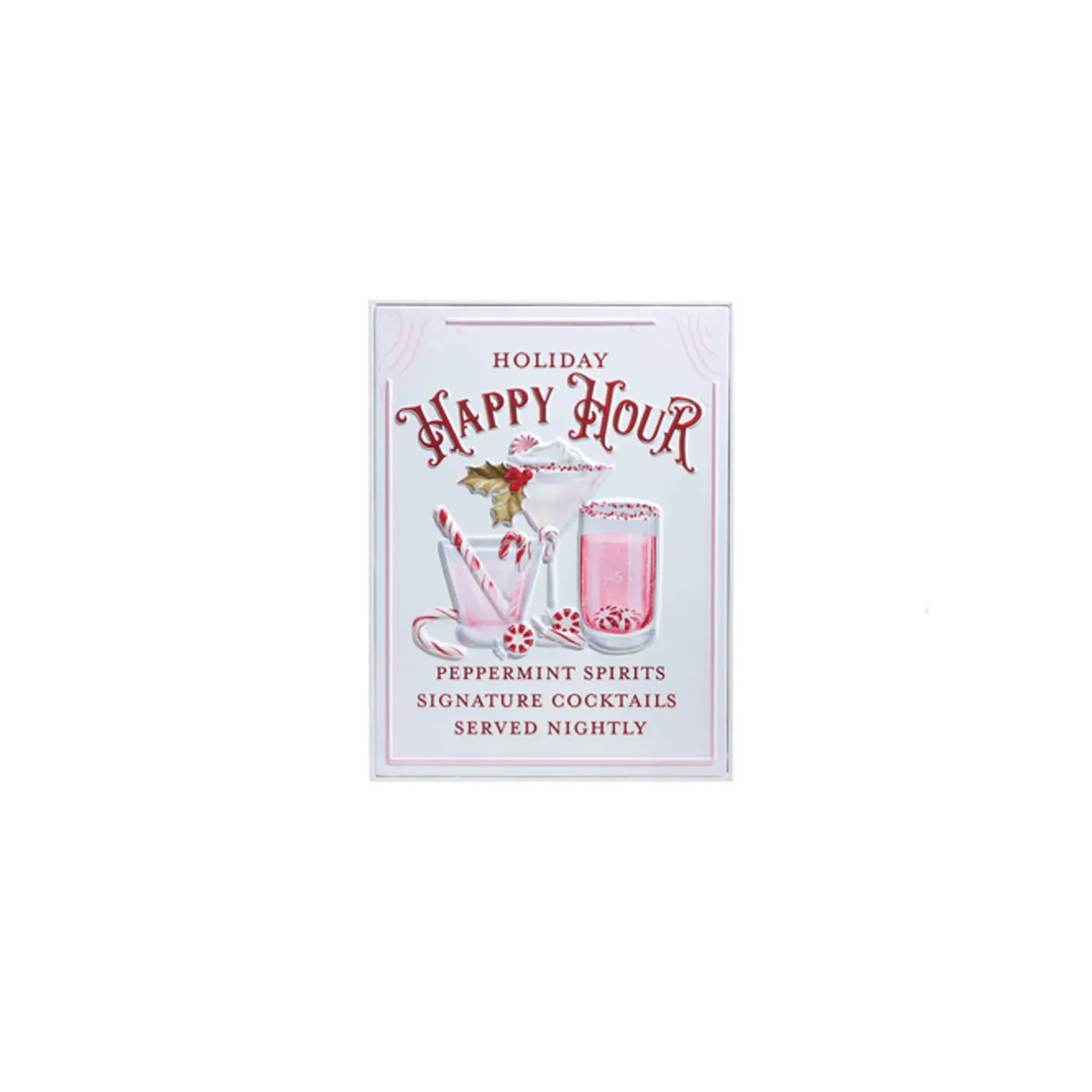 Raz Imports Raz 18" Holiday Refreshments Christmas Cocktails or Hot Cocoa Metal Embossed Sign 4359013