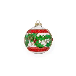 Raz Imports Raz 4" Holly Clear Glass Christmas Ornament 4412518 Online