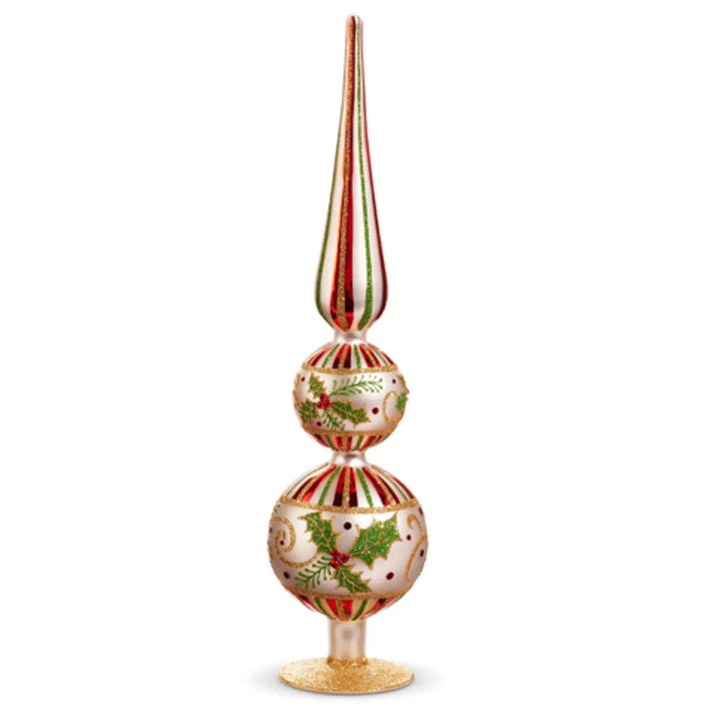 Raz Imports Raz 16.5" Holly Leaf Glass Christmas Finial Decoration 4424546 Hot