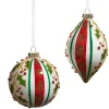 Raz Imports Raz 4" Holly Striped Glass Christmas Ornament 4524506 Sale