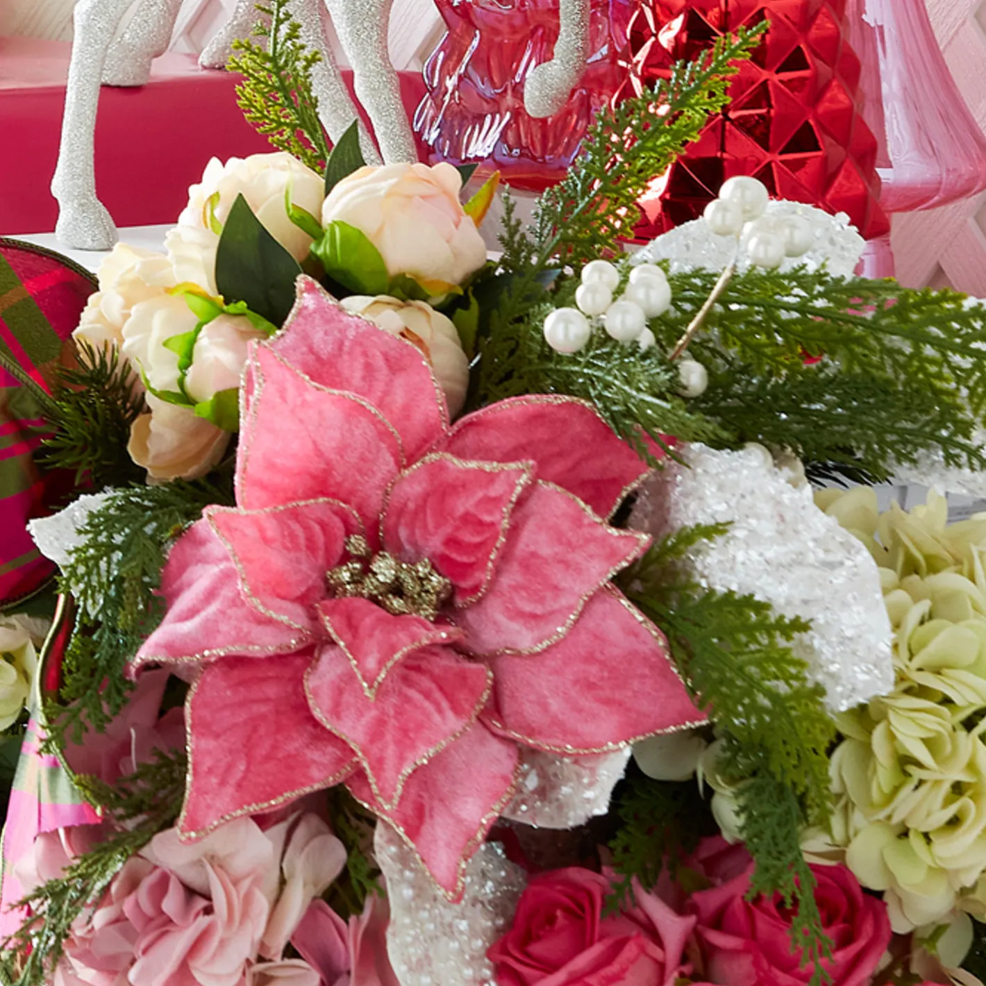 Raz Imports Raz 21" Hot Pink Velvet Poinsettia Christmas Tree Pick F4306716 Best