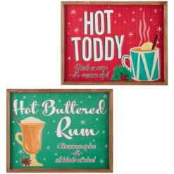 Raz Imports Raz 20" Hot Toddy and Buttered Rum Framed Metal Christmas Sign 4136300 New