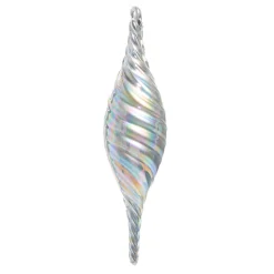 Raz Imports Raz 9.5" Iridescent Silver Swirl Finial Glass Christmas Ornament 4524637