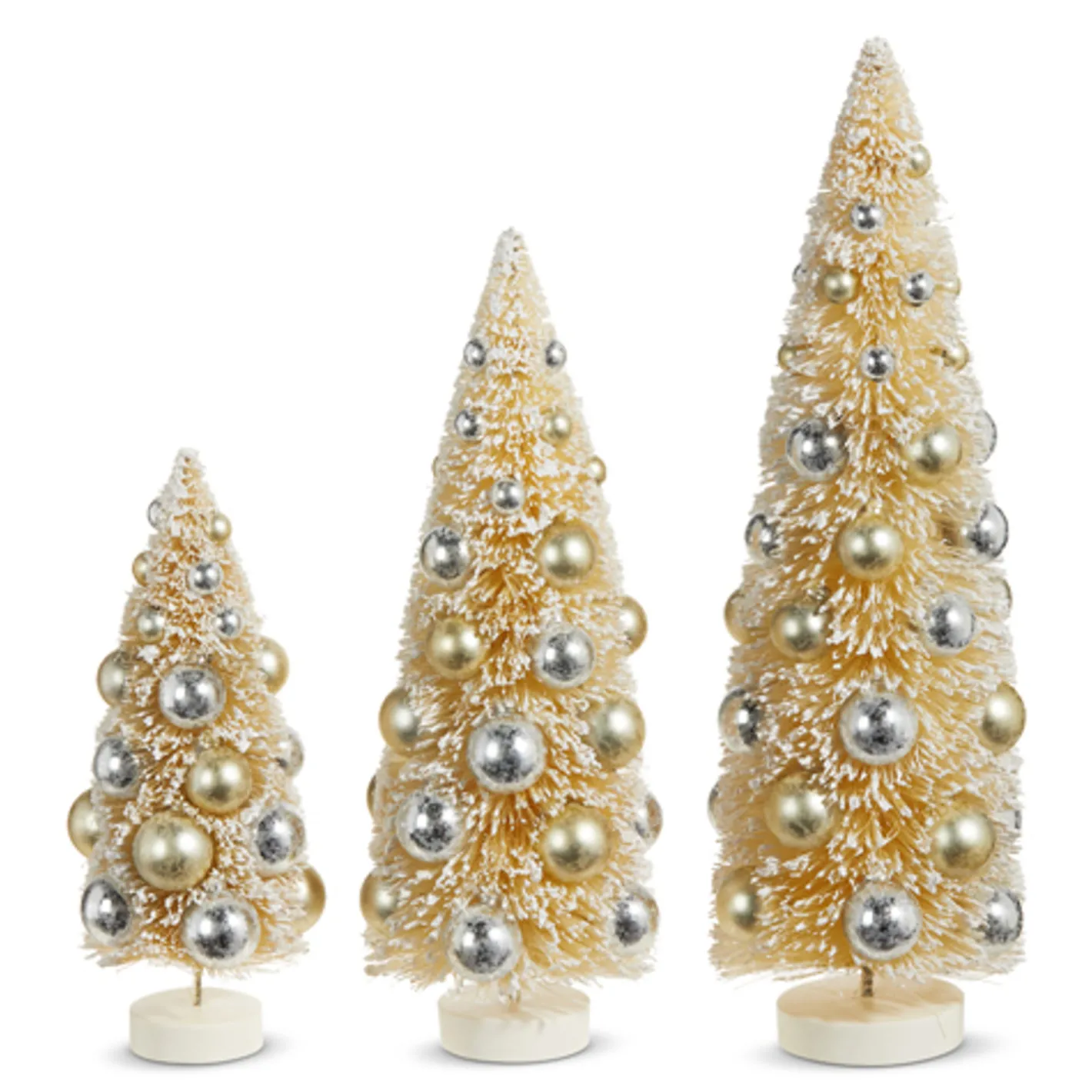 Raz Imports Raz 15" Ivory Snowy Bottle Brush Trees with Ornaments Christmas Decoration Set of 3 4319029 Discount