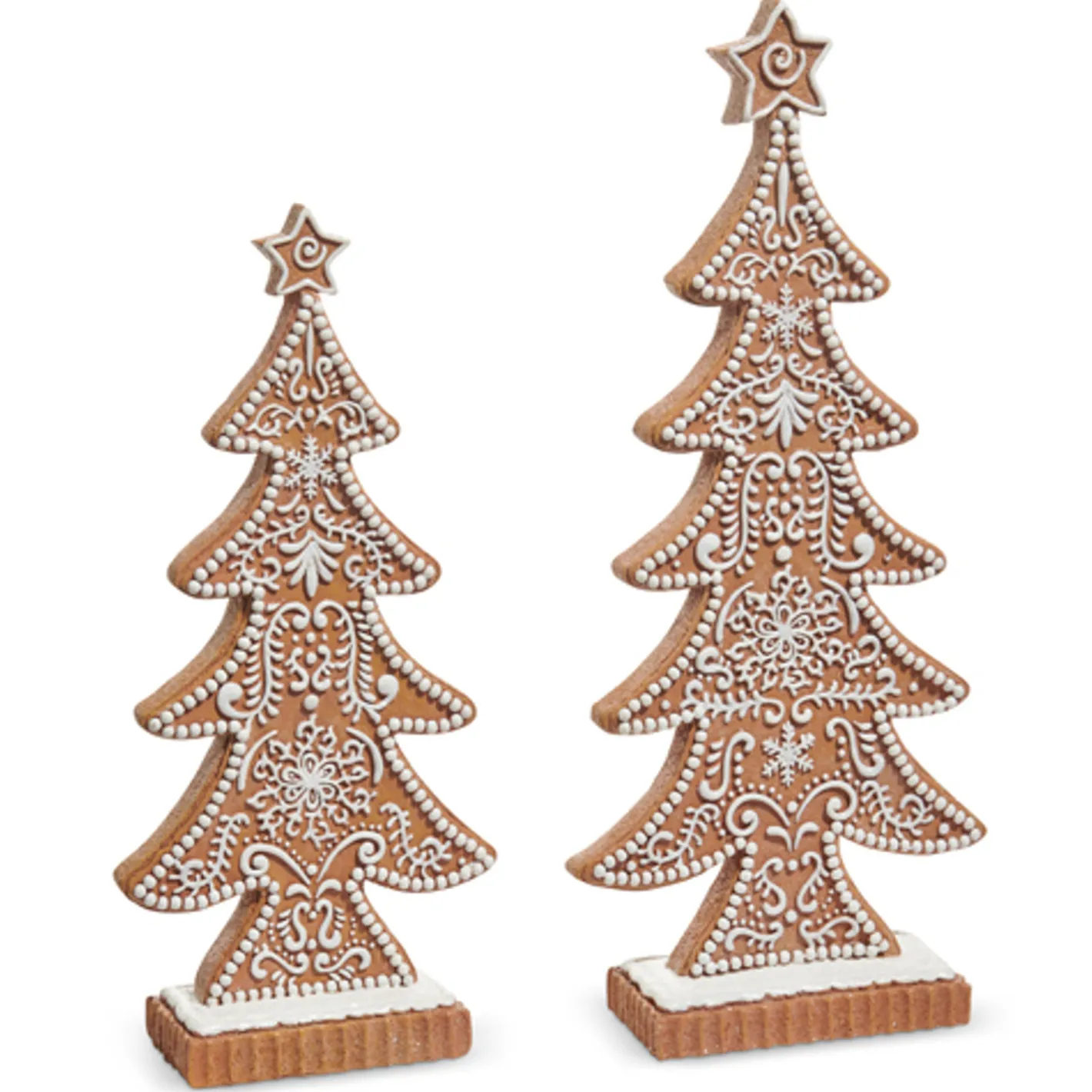 Raz Imports Raz 15" Large Brown and White Gingerbread Cookie Christmas Tree Figures 4512136