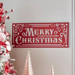 Raz Imports Raz 27.75" Large Red Merry Christmas Embossed Metal Christmas Sign 4359006 Hot