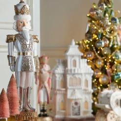 Raz Imports Raz 36" Large White and Gold Nutcracker Christmas Figure 4510521