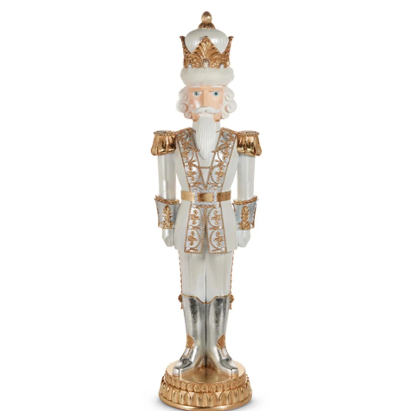 Raz Imports Raz 36" Large White and Gold Nutcracker Christmas Figure 4510521