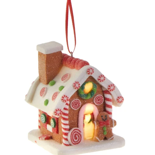 Raz Imports Raz 3.25" LED Lighted Claydough Gingerbread House Christmas Ornament 3815534 Hot