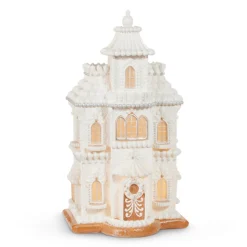 Raz Imports Raz 24" LED Lighted White Gingerbread Pearl Mansion Christmas Decoration 4510441 Online