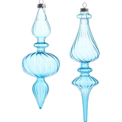 Raz Imports Raz 9.5" Light Blue Blown Glass Finial Christmas Ornament 4322925 Sale