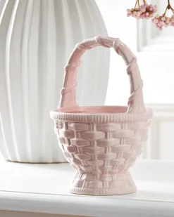 Raz Imports Raz 7.5" Light Pink Ceramic Easter Basket Figure 4501603 Hot
