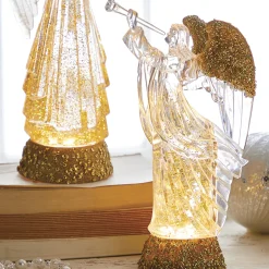Raz Imports Raz 12" Lighted Angel with Trumpet Gold Glittered Swirling Water Globe 4219053 Sale