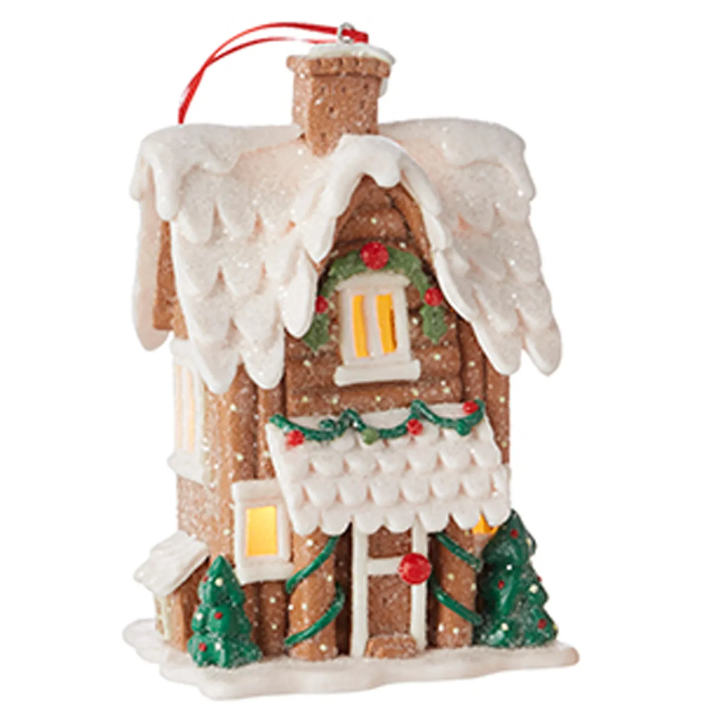 Raz Imports Raz 6.5" Lighted Gingerbread Pretzel House Christmas Ornament 4216269 Hot
