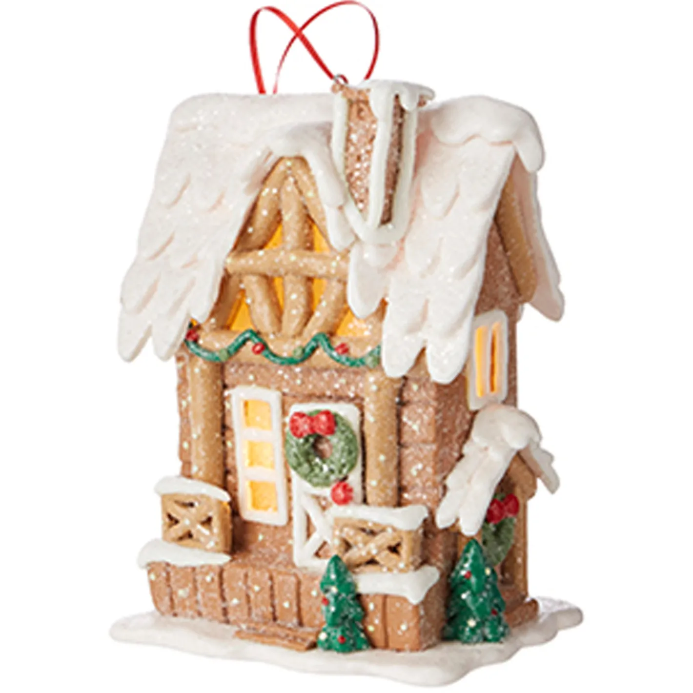 Raz Imports Raz 6.5" Lighted Gingerbread Pretzel House Christmas Ornament 4216269 Hot